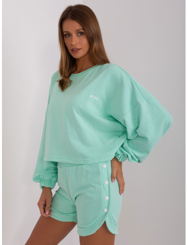 Mint two-piece tracksuit set with oversize sweatshirt 