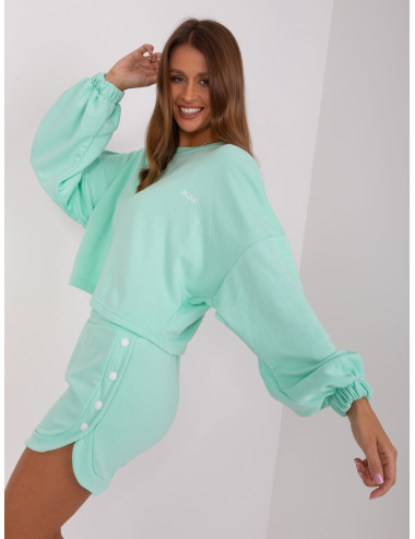 Mint two-piece tracksuit set with oversize sweatshirt 