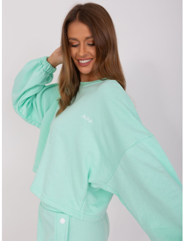 Mint two-piece tracksuit set with oversize sweatshirt 