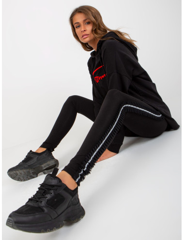 Black leggings for every day with inscriptions on the legs 