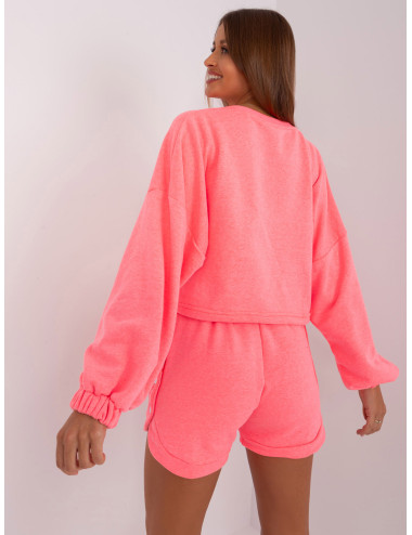 Fluo pink tracksuit with sweatshirt and shorts 