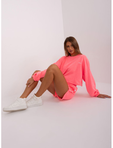 Fluo pink tracksuit with sweatshirt and shorts 