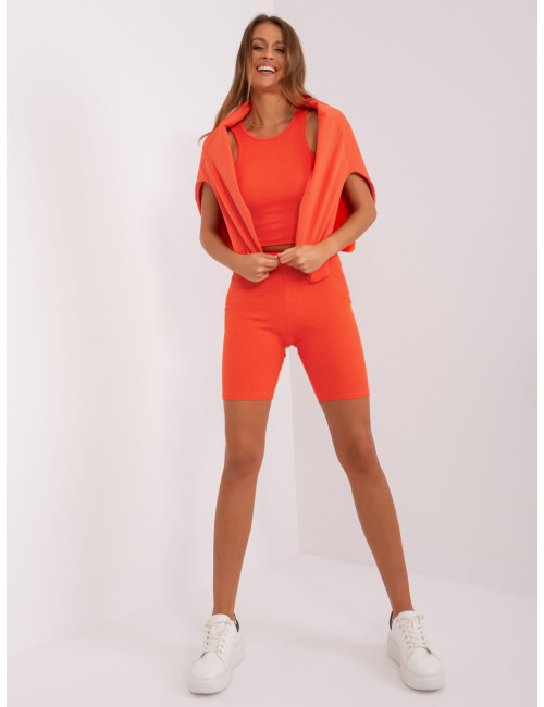 Orange casual three-piece set with sweatshirt 