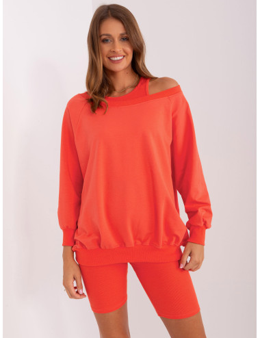Orange casual three-piece set with sweatshirt 
