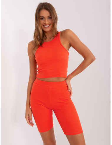 Orange casual three-piece set with sweatshirt 