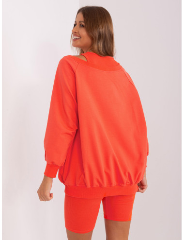 Orange casual three-piece set with sweatshirt 