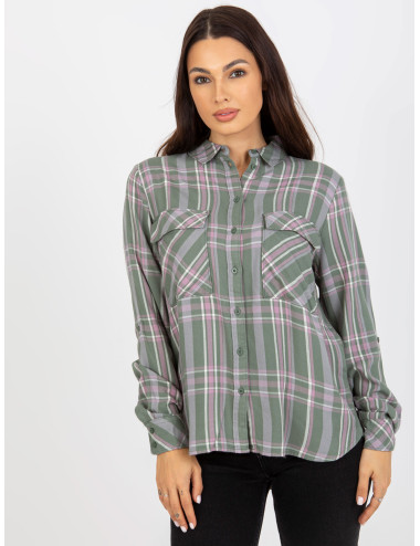 Khaki Women's Viscose Plaid Shirt  