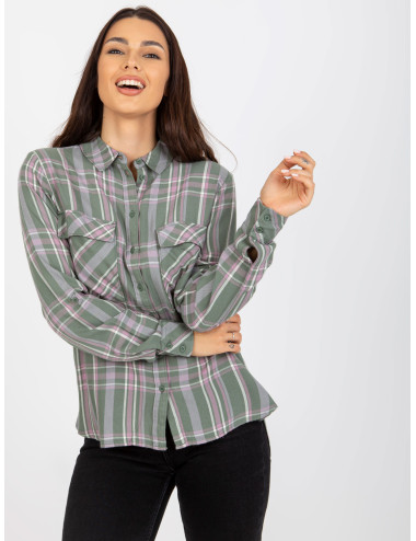 Khaki Women's Viscose Plaid Shirt  