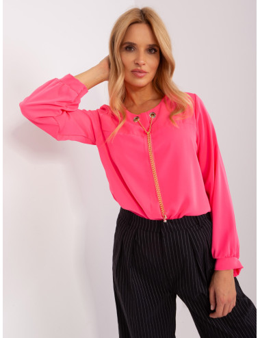 Fluo Pink Long Sleeve Formal Blouse 