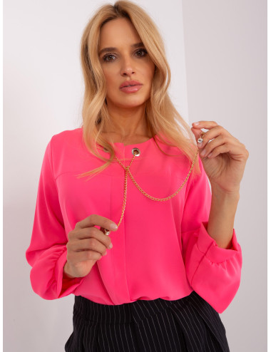 Fluo Pink Long Sleeve Formal Blouse 