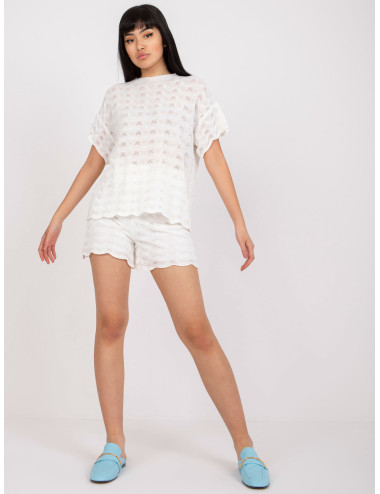 White openwork set with short sleeves  