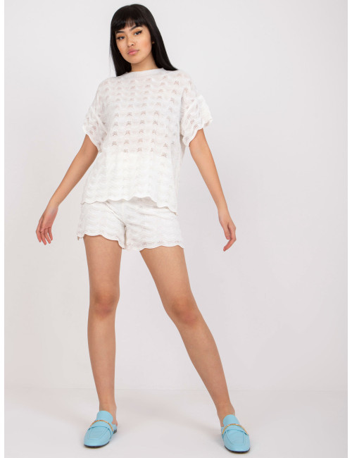 White openwork set with short sleeves  