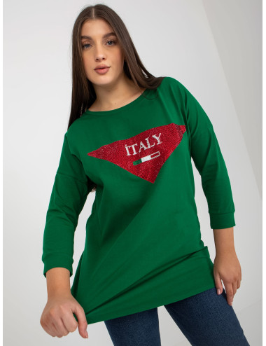 Dark green blouse for women plus size with applique 