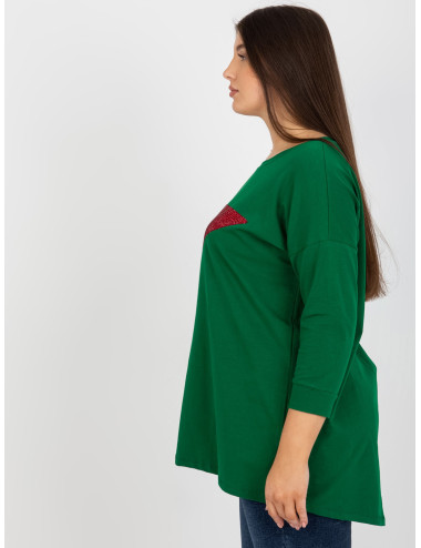 Dark green blouse for women plus size with applique 