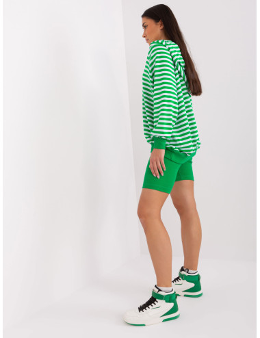 Green and white women's casual set with bikers 