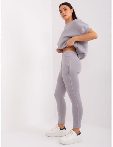 Grey two-piece tracksuit set with patch  