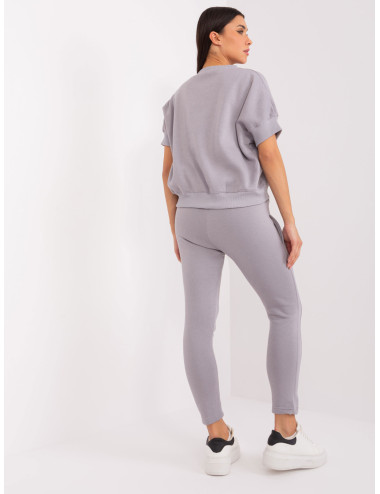 Grey two-piece tracksuit set with patch  