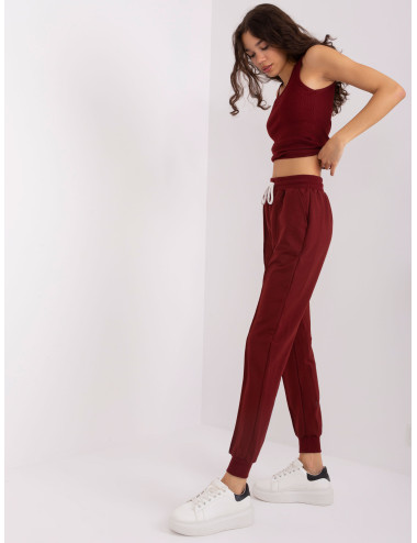 Burgundy women's tracksuit set with bomber jacket 