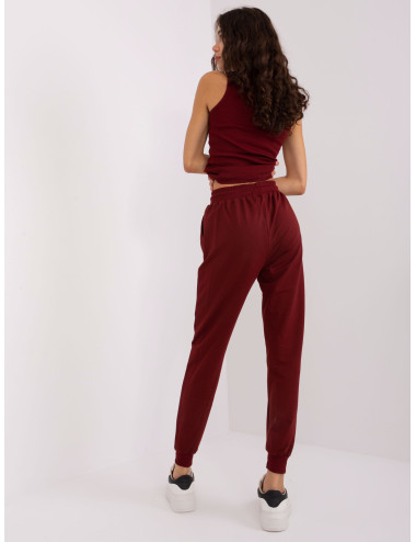 Burgundy women's tracksuit set with bomber jacket 