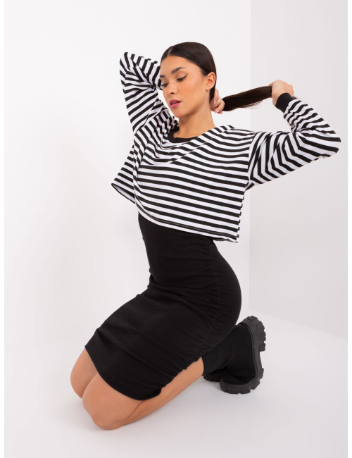 Black and white basic set with ribbed dress 