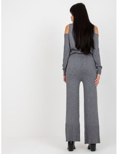 Dark gray women's high waist knitted trousers 
