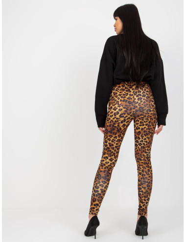 Dark beige and black leopard casual leggings  