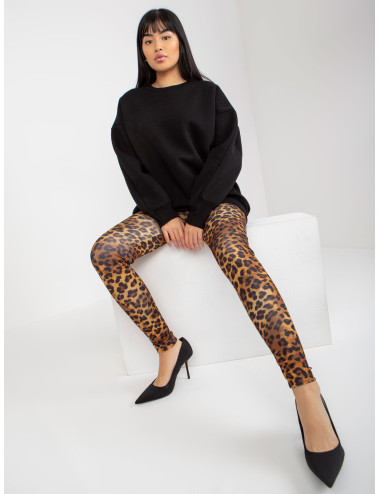 Dark beige and black leopard casual leggings  