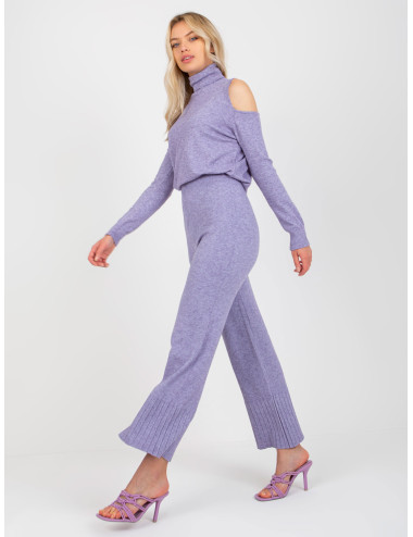 Purple Women's Wide Leg Knitted Pants  