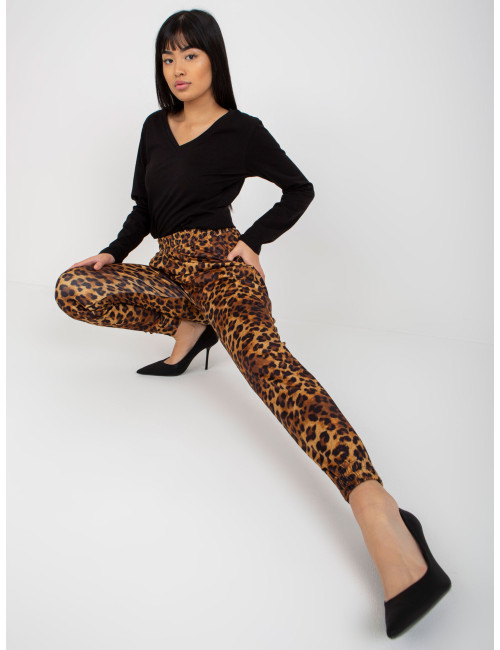 Dark beige and black leopard striped sweatpants with pockets 