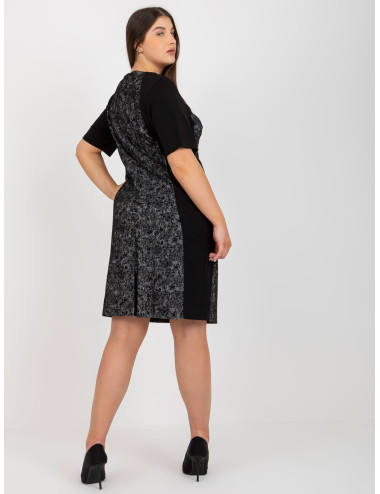 Black Elegant Plus Size Short Sleeve Dress  