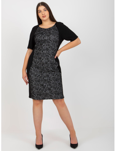 Black Elegant Plus Size Short Sleeve Dress  