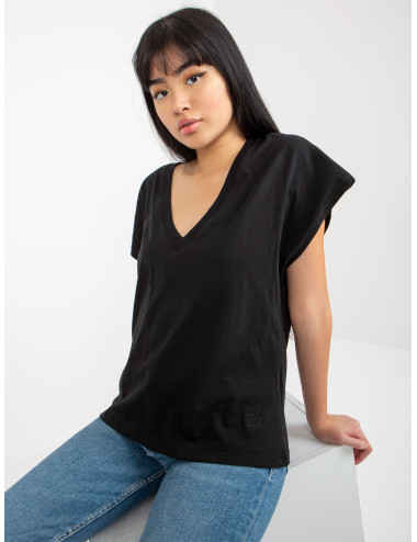 Mayflies Cotton Solid Color Women's Black T-Shirt 