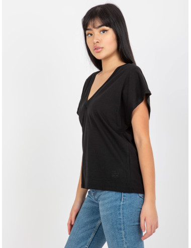 Mayflies Cotton Solid Color Women's Black T-Shirt 