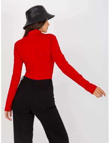 Red basic blouse with turtleneck and long sleeve 