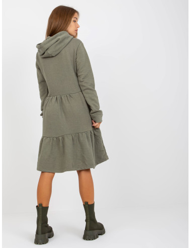 Khaki flared sweatshirt dress with hood FRESH MADE  