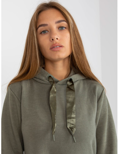 Khaki flared sweatshirt dress with hood FRESH MADE  