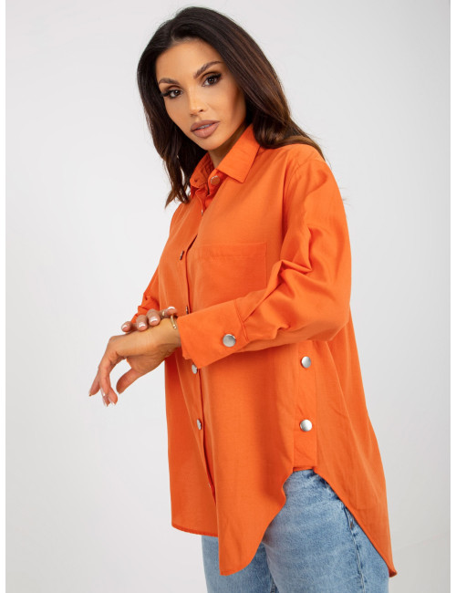 Orange loose classic shirt with collar  