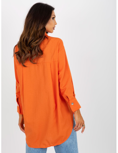 Orange loose classic shirt with collar  