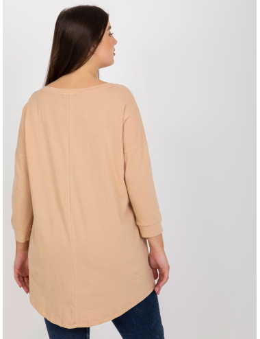 Beige blouse for women plus size with appliques 