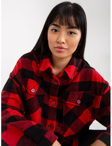 Black and red top checked shirt with buttons  