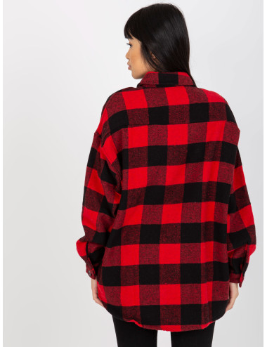 Black and red top checked shirt with buttons  