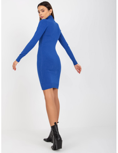 Cobalt Fitted Women's Turtleneck Dress 