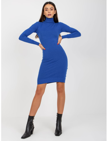 Cobalt Fitted Women's Turtleneck Dress 