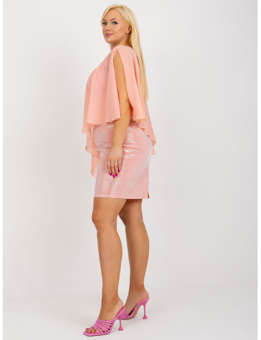 Peach Shiny Plus Size Dress With Bedspread 