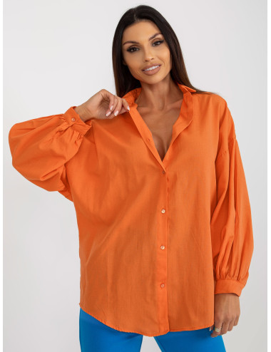 Orange oversized shirt with button closure 