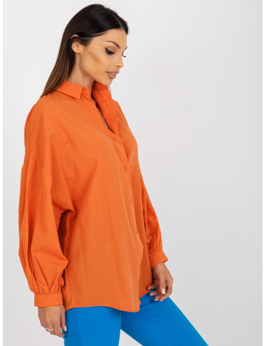 Orange oversized shirt with button closure 