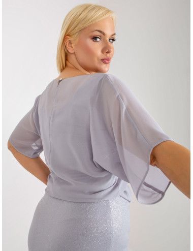 Gray Plus Size Cocktail Dress With Elastic Waist 