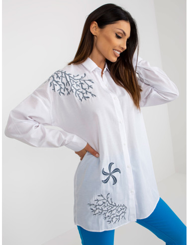 White women's oversized shirt with embroidery  