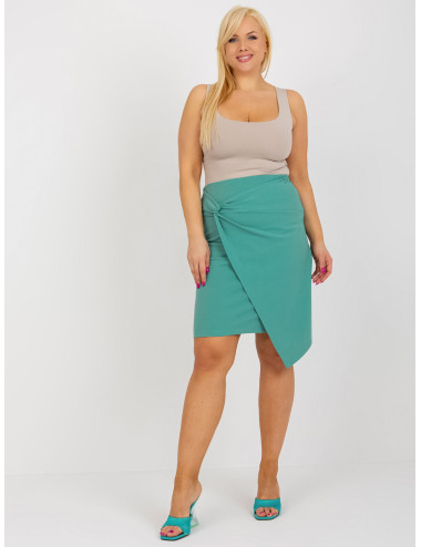 Turquoise plus size skirt with asymmetrical cut 