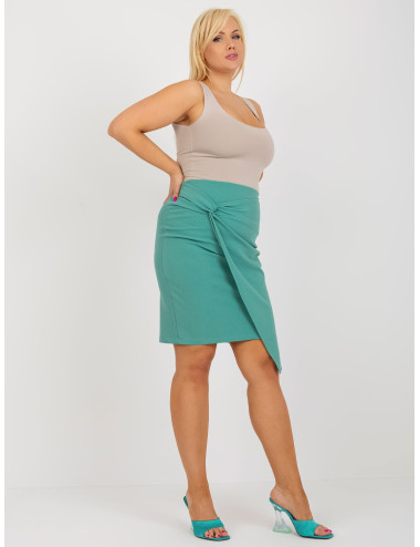 Turquoise plus size skirt with asymmetrical cut 